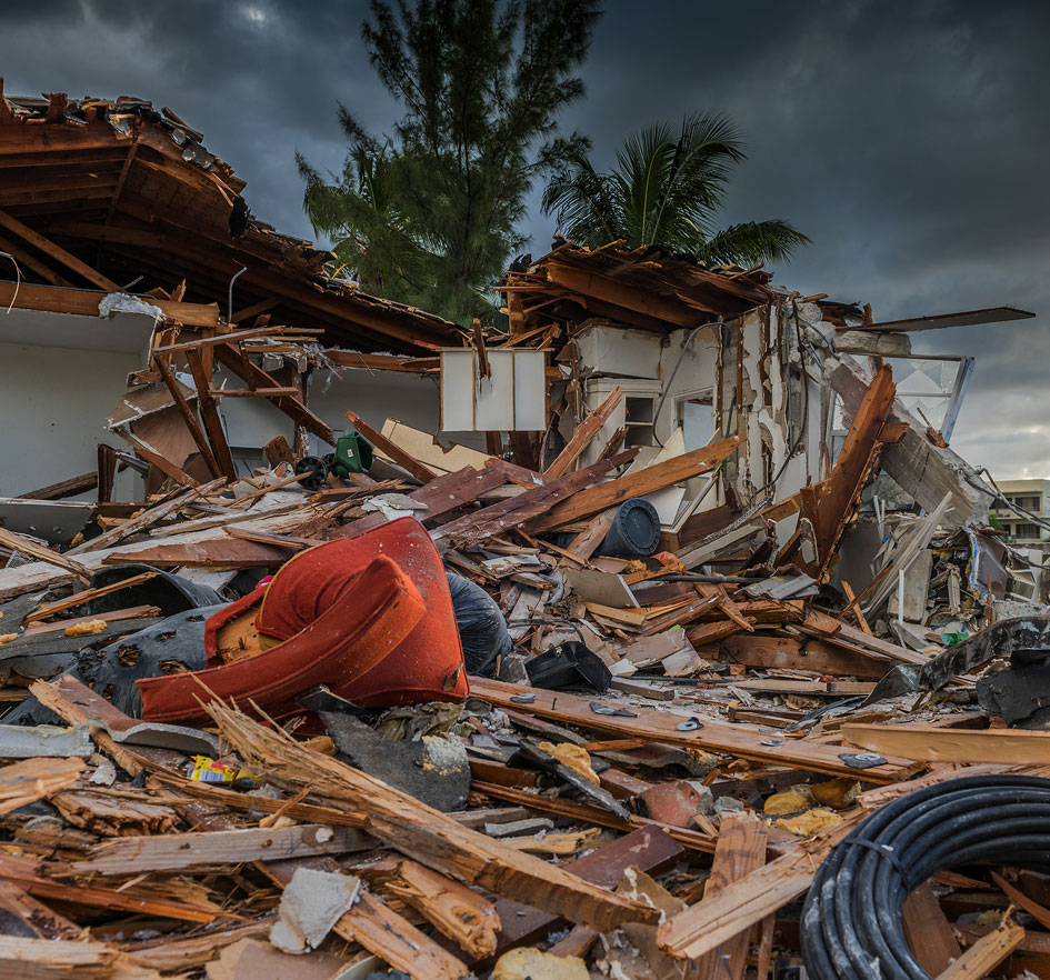 Hurricane damaged home